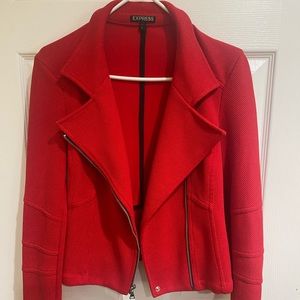Red moto blazer jacket